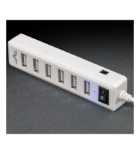 Хаб-юсб 2.0 Frime 7-х портовий, White (FH-20041), довжина кабелю 50см, кнопка живлення