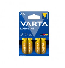 Батарейка LR6 лужна Varta LONGLIFE, тип АА (блістер на 4 шт. 4106)