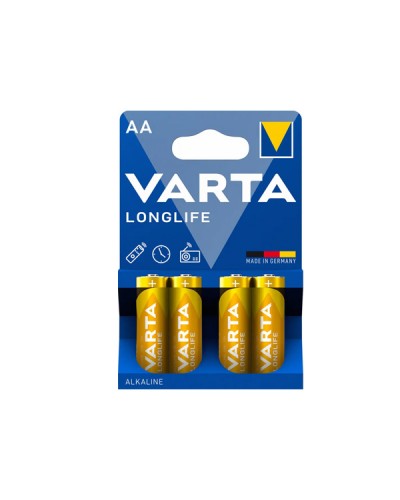 Батарейка LR6 лужна Varta LONGLIFE, тип АА (блістер на 4 шт. 4106) Батарейка LR6 лужна Varta LONGLIFE, тип АА (блістер на 4 шт. 4106)