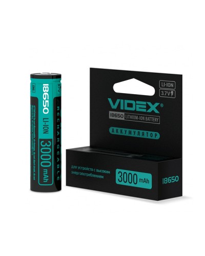 Акумулятор 18650 Li-Ion VIDEX 18650-P (ЗАЩИТА), 3000mAh, color box Акумулятор 18650 Li-Ion VIDEX 18650-P (ЗАЩИТА), 3000mAh, color box