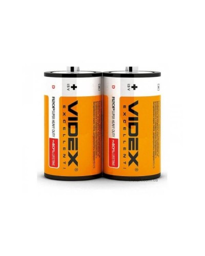 Батарейка R20 сольова Videx, 2шт шрінк R20P Батарейка R20 сольова Videx, 2шт шрінк R20P