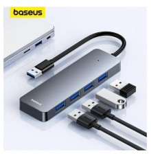 Хаб-юсб 3.0 Baseus BS-OH080, 4-х портовий (USB3.0 to USB3.0*4) Silver