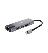 Хаб-юсб Type-C Frime 5-в-1 USB3.0, USB2.0, PD, HDMI, RJ45 Space Grey (FH-5in1.201HL)