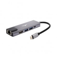 Хаб-юсб Type-C Frime 5-в-1 USB3.0, USB2.0, PD, HDMI, RJ45 Space Grey (FH-5in1.201HL)
