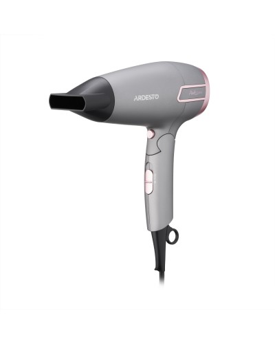 Фен Ardesto HD-R350PT Pink Touch, 1700Вт, 2 швидкості, складна ручка, сірий/рожевий