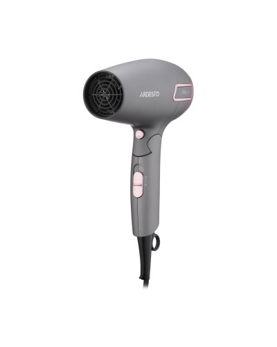 Фен Ardesto HD-R350PT Pink Touch, 1700Вт, 2 швидкості, складна ручка, сірий/рожевий