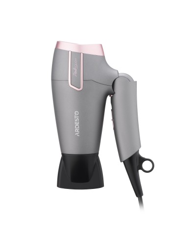Фен Ardesto HD-R350PT Pink Touch, 1700Вт, 2 швидкості, складна ручка, сірий/рожевий