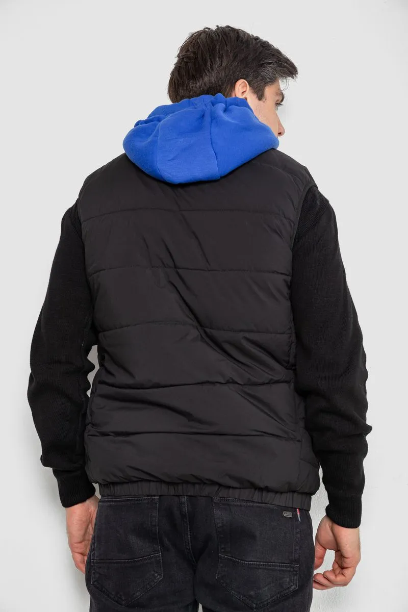 Жилетка чоловіча демісезонна двостороння, колір чорно-синій, 244R99002