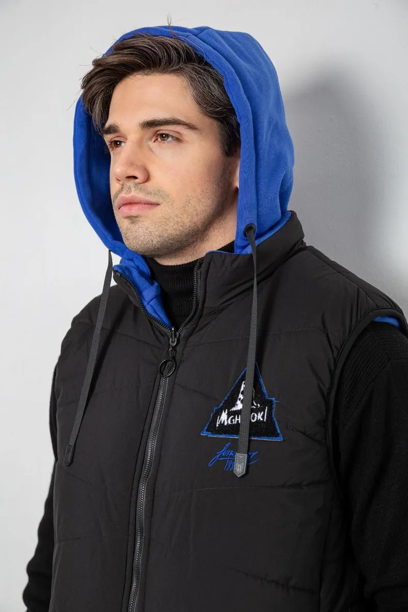 Жилетка чоловіча демісезонна двостороння, колір чорно-синій, 244R99002