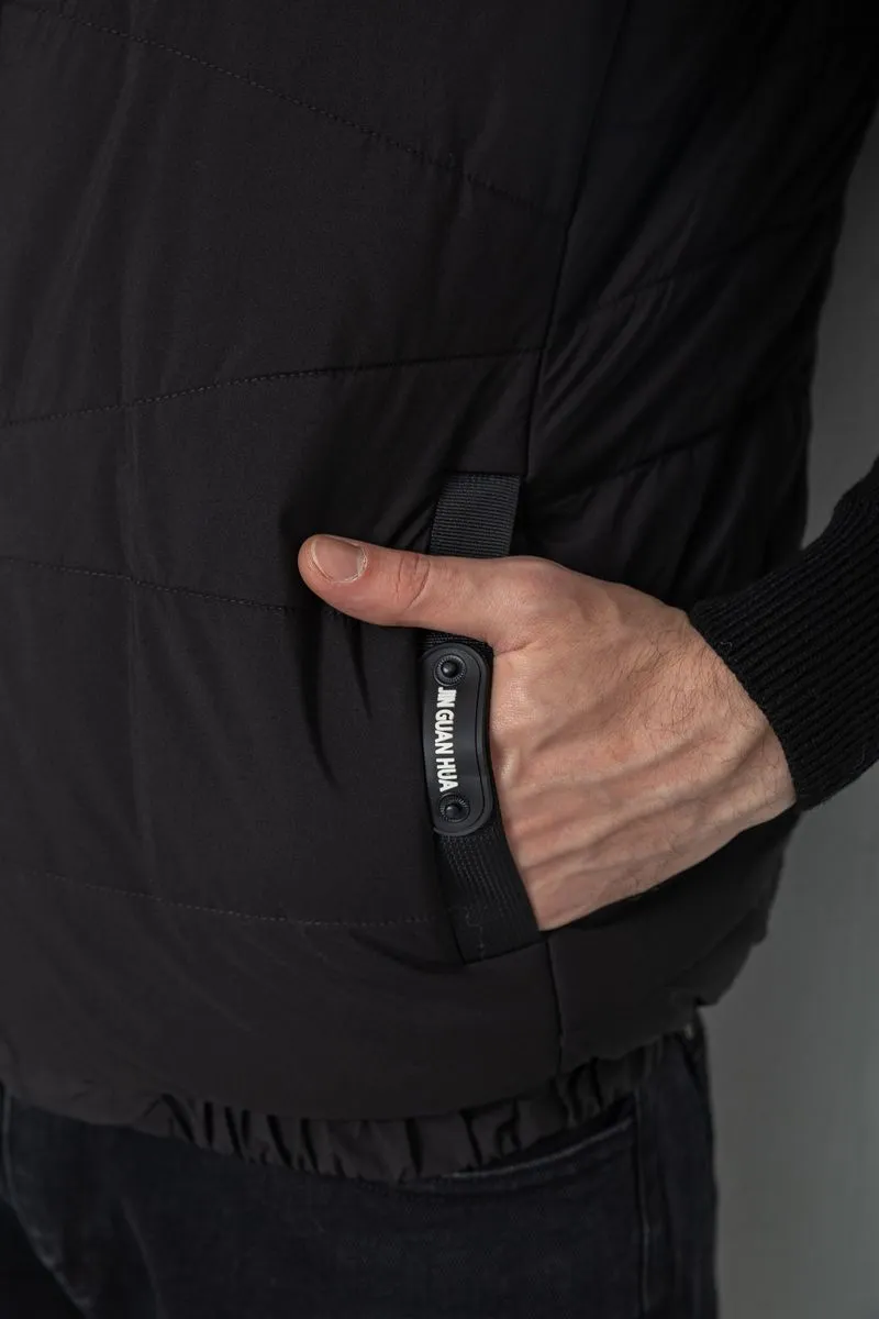 Жилетка чоловіча демісезонна двостороння, колір чорно-синій, 244R99002